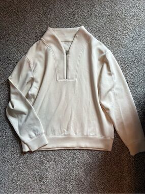 Gray Half-Zip Pullover Sweater & Sweatpants Set - Cream